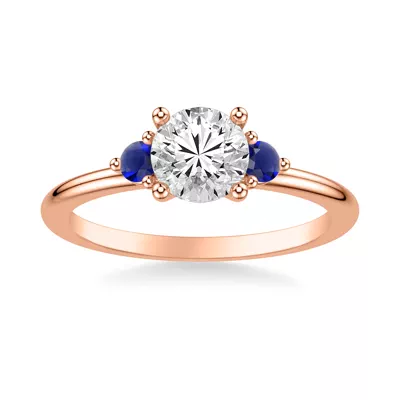 Mia Round Sapphire Accent Engagement Ring