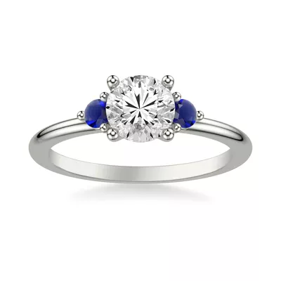 Mia Round Sapphire Accent Engagement Ring