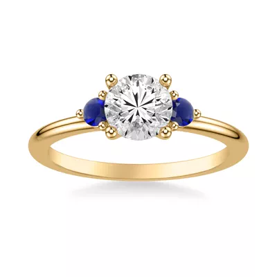 Mia Round Sapphire Accent Engagement Ring