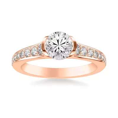 Colette Bezel Engagement Ring with Diamond Shank