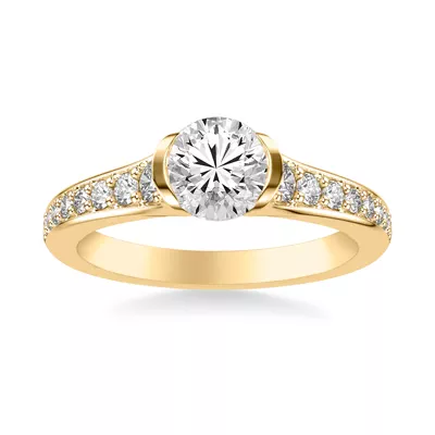 Colette Bezel Engagement Ring with Diamond Shank