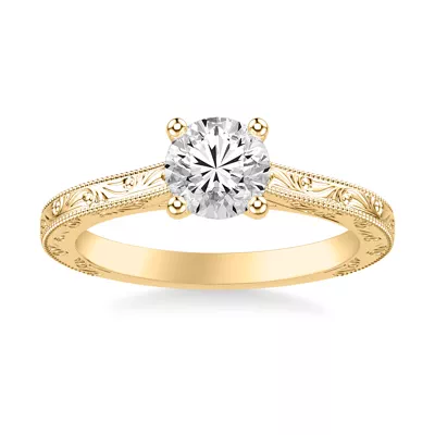 Islay Hand-Engraved Solitaire Engagement Ring