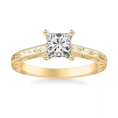 Islay Hand-Engraved Solitaire Engagement Ring