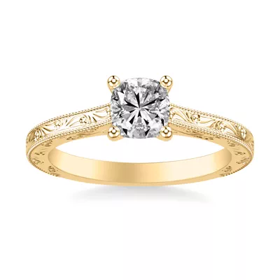 Islay Hand-Engraved Solitaire Engagement Ring