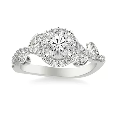 Blanca Floral Halo Engagement Ring