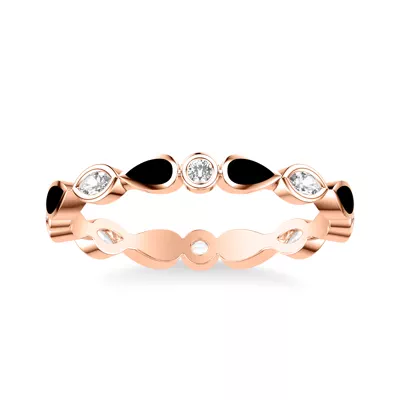 Mixed Shape Diamond & Black Ceramic Eternity Band