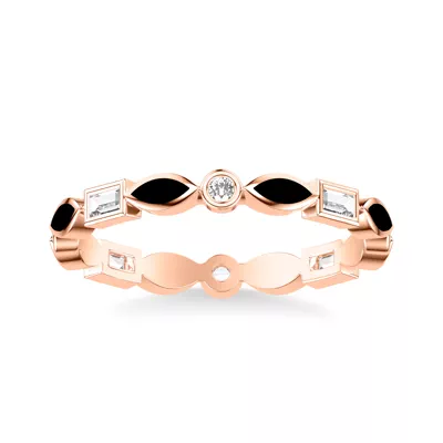 Round and Baguette Diamond Ceramic Eternity Band