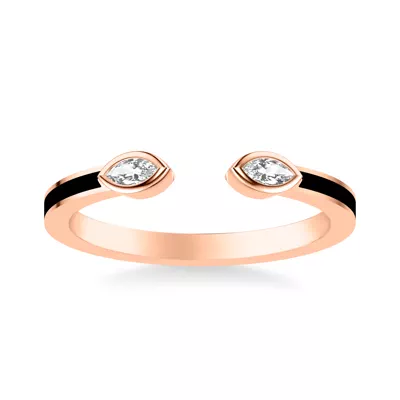 Open-End Marquise Diamond & Ceramic Band
