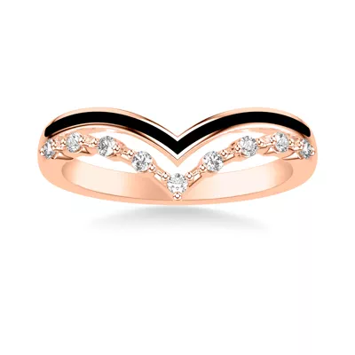 Diamond And Ceramic Double Chevron Band