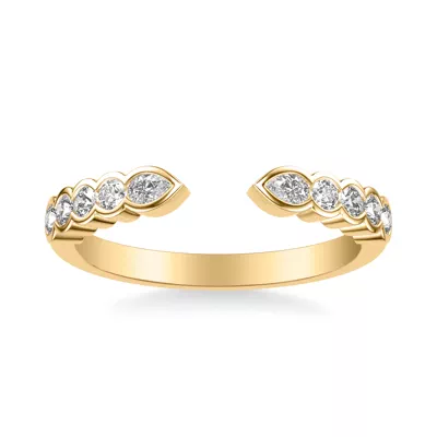 Clover Pear And Round  Bezel Open Band