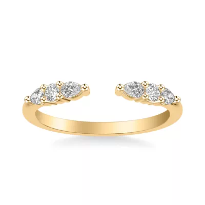 Zora Alternating Pear & Round Diamond Open Band