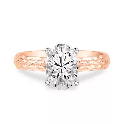 Geometric Hammered Solitaire Engagement Ring