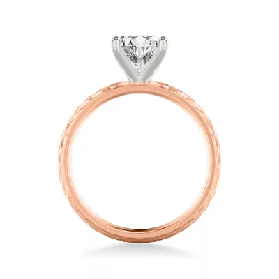 Geometric Hammered Solitaire Engagement Ring