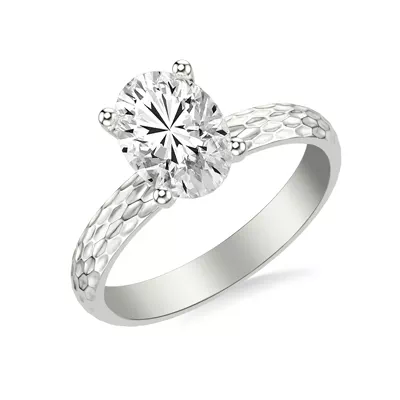 Geometric Hammered Solitaire Engagement Ring