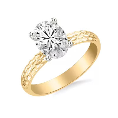 Geometric Hammered Solitaire Engagement Ring