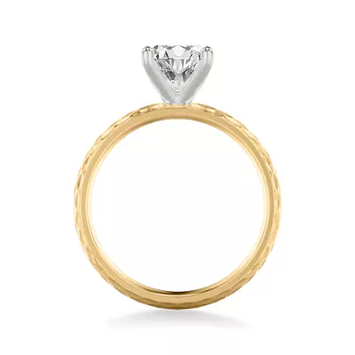 Geometric Hammered Solitaire Engagement Ring