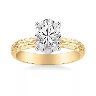 Geometric Hammered Solitaire Engagement Ring