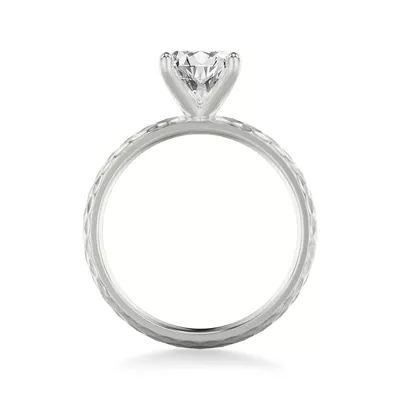 Geometric Hammered Solitaire Engagement Ring