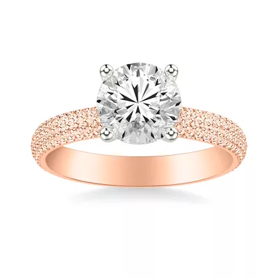 Beaded Solitaire Engagement Ring