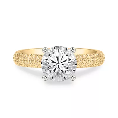 Beaded Solitaire Engagement Ring