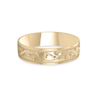 Hand Engraved Scroll Band (6mm)