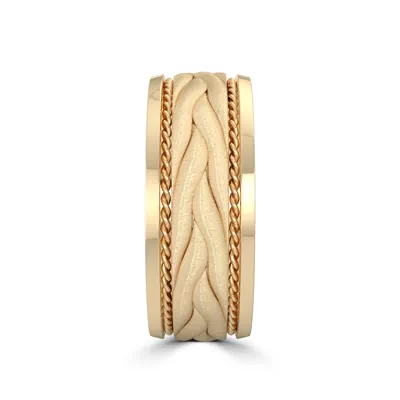Hand-Engraved Wave Rope Edge Comfort Fit Band (8mm)