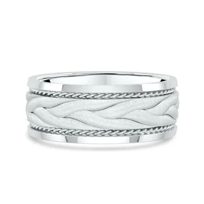 Hand-Engraved Wave Rope Edge Comfort Fit Band (8mm)