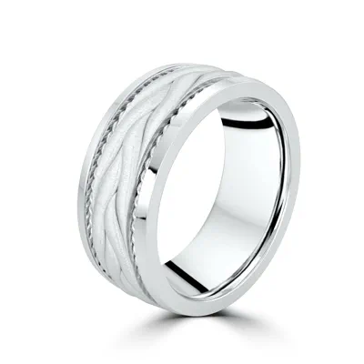 Hand-Engraved Wave Rope Edge Comfort Fit Band (8mm)
