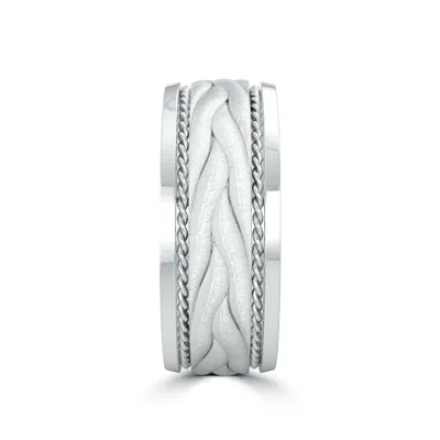 Hand-Engraved Wave Rope Edge Comfort Fit Band (8mm)