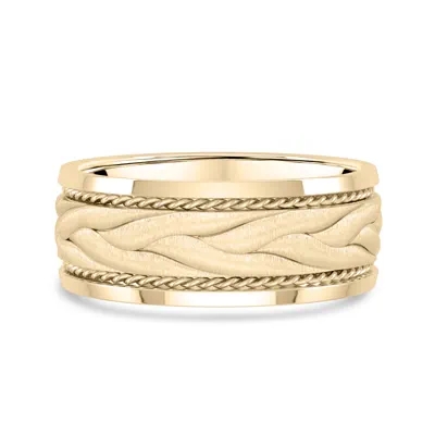Hand-Engraved Wave Rope Edge Comfort Fit Band (8mm)