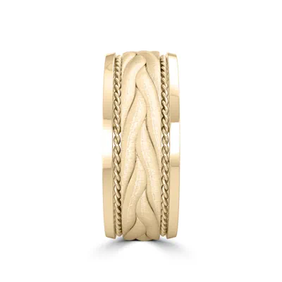 Hand-Engraved Wave Rope Edge Comfort Fit Band (8mm)