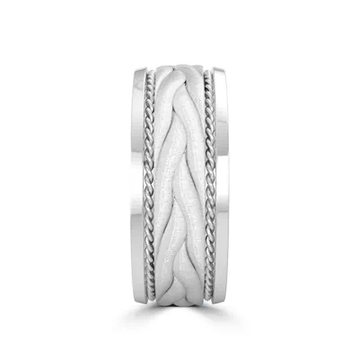 Hand-Engraved Wave Rope Edge Comfort Fit Band (8mm)