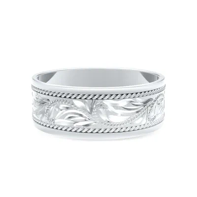 Hand-Engraved Scroll Rope Edge Comfort Fit Band (8mm)