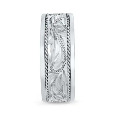 Hand-Engraved Scroll Rope Edge Comfort Fit Band (8mm)