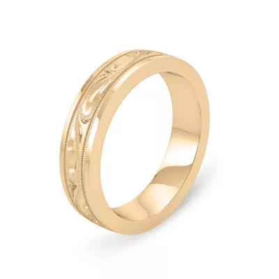 Hand Engraved Scroll Band (5mm)