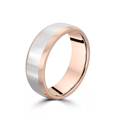 Two-Tone Satin Center Beveled Edge Comfort Fit Band (6mm)