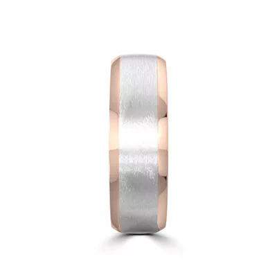 Two-Tone Satin Center Beveled Edge Comfort Fit Band (6mm)