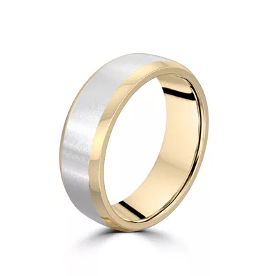 Two-Tone Satin Center Beveled Edge Comfort Fit Band (6mm)