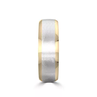 Two-Tone Satin Center Beveled Edge Comfort Fit Band (6mm)
