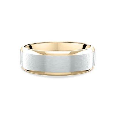 Two-Tone Satin Center Beveled Edge Comfort Fit Band (6mm)