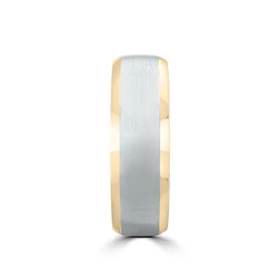Two-Tone Satin Center Beveled Edge Comfort Fit Band (6mm)