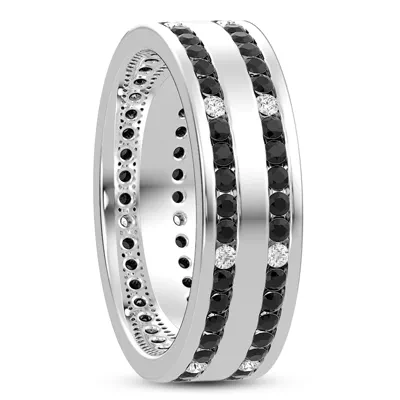 Black-White Double Row Eternity Band (7mm)