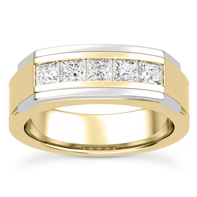 Five-Stone Lab Princess-Cut Channel-Set Band (5mm)