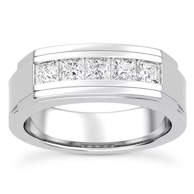 Five-Stone Lab Princess-Cut Channel-Set Band (5mm)