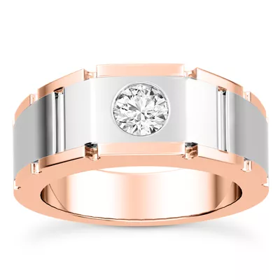 Flush-Set Solitaire Diamond Grooved Band (5mm)