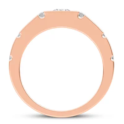 Flush-Set Solitaire Diamond Grooved Band (5mm)