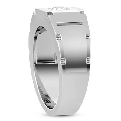 Flush-Set Solitaire Diamond Grooved Band (5mm)