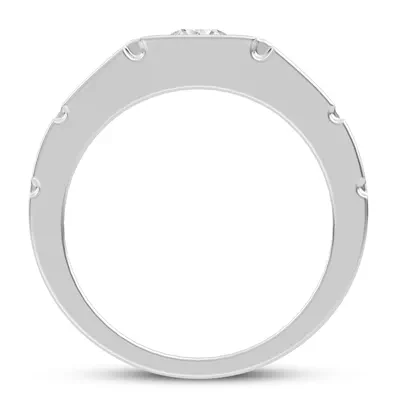 Flush-Set Solitaire Diamond Grooved Band (5mm)