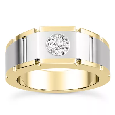 Flush-Set Solitaire Diamond Grooved Band (5mm)