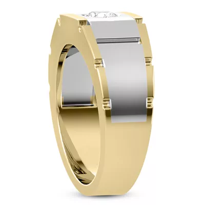 Flush-Set Solitaire Diamond Grooved Band (5mm)